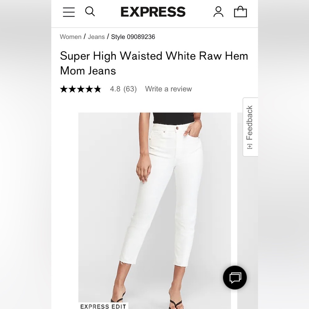 Express super high rise white mom jeans